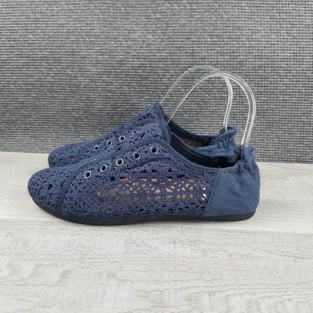 Cloudwalkers Karen Lace Wide Fit Women 7W Lace and canvas Navy Blue Flat NWOB